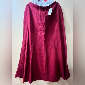 New York & Company Red Linen-Blend Midi A-Line Skirt | Size 16 | NWT
